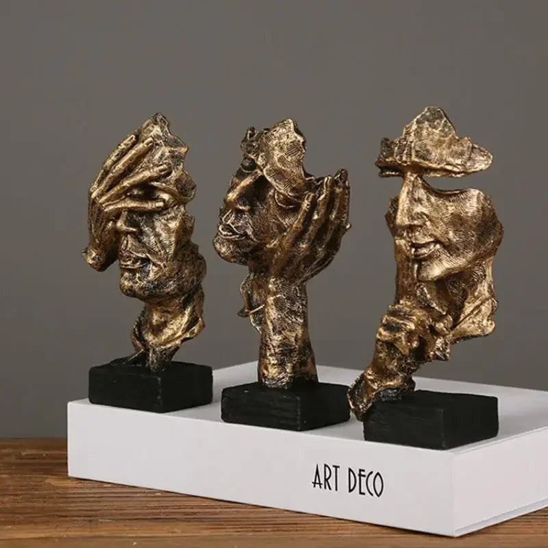 Abstract Resin Face Sculpture – “Silence is Golden”