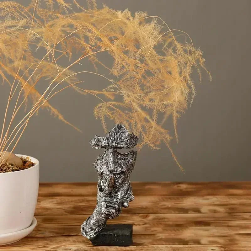 Abstract Resin Face Sculpture – “Silence is Golden”