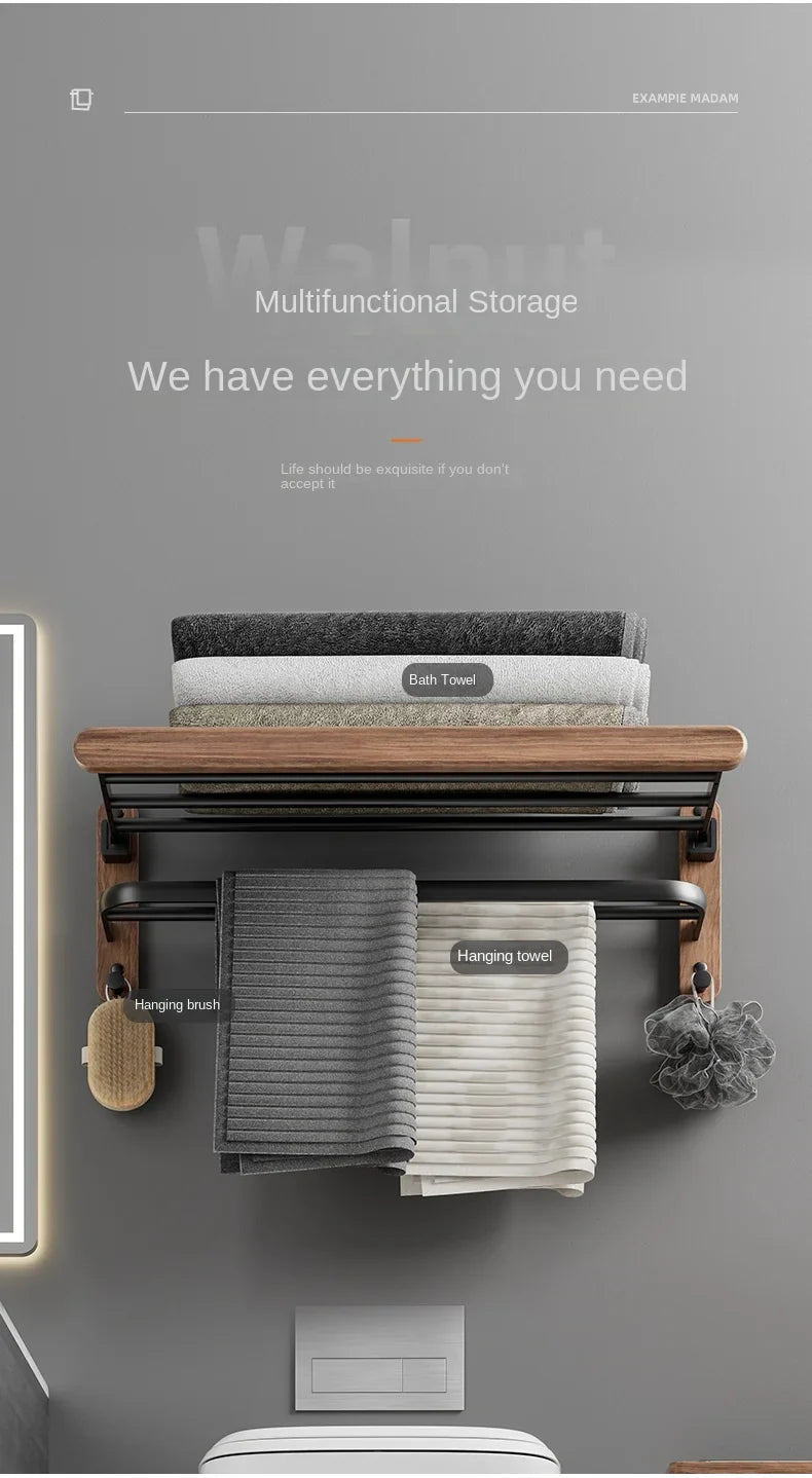 Modern Wooden Bathroom Wall Storage Rack