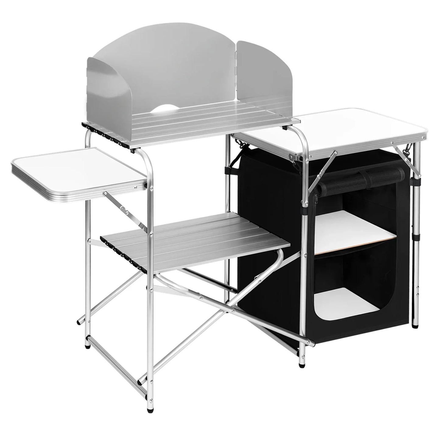 WOLTU Aluminium Foldable Camping Cabinet Travel Kitchen Cooking Storage Rack BBQ Table with Carry Bag for Outdoor Garden Picnic