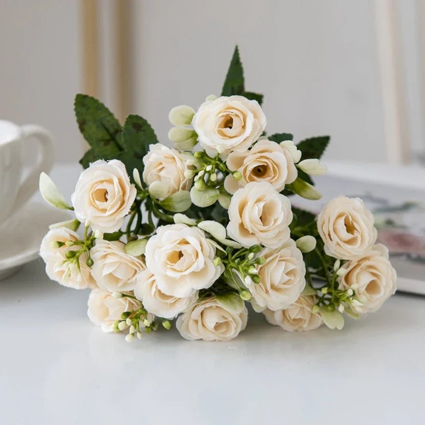 15 Head 5 Fork Silk Rose Decoration
