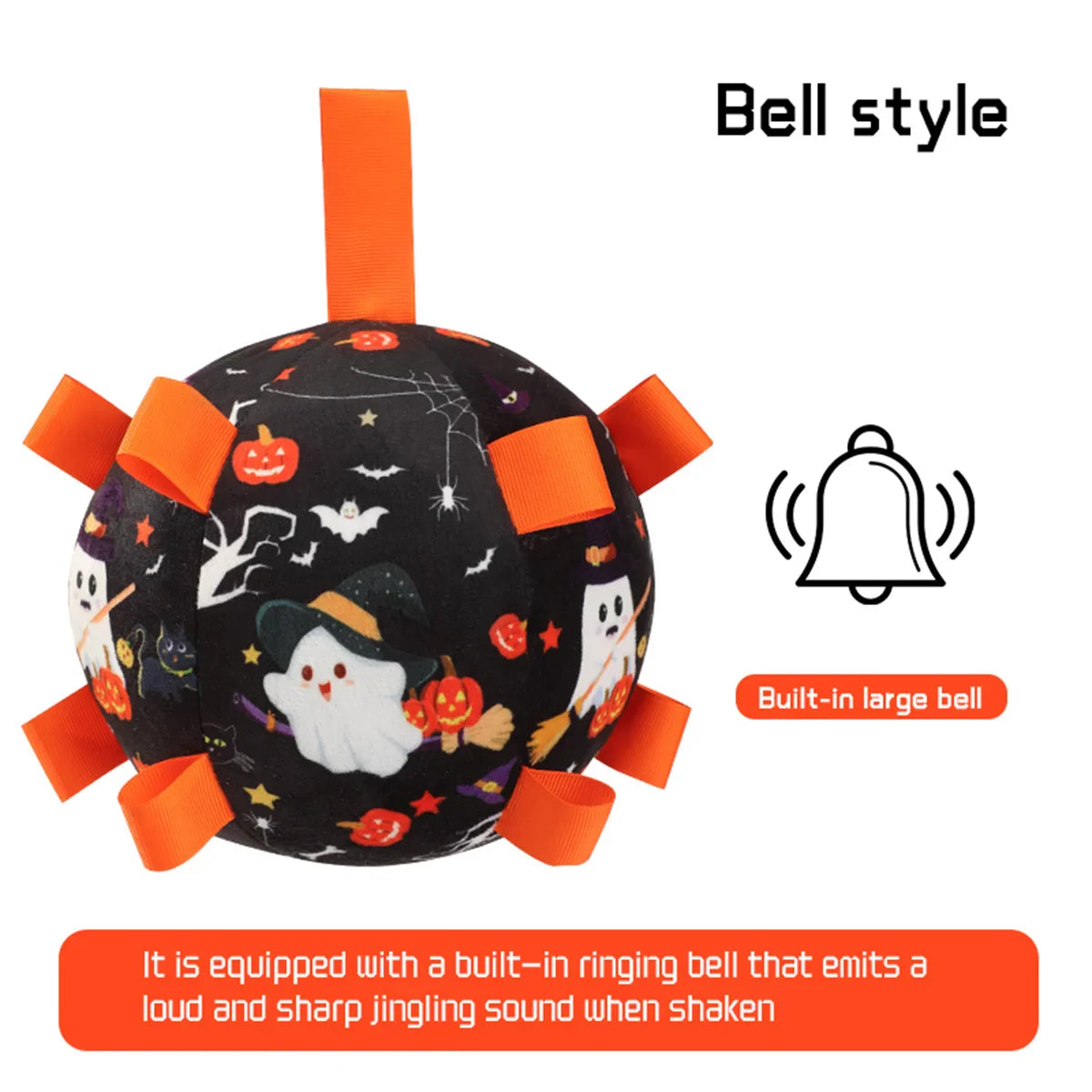 Interactive Dog Bell Ball Toy – Soft Fleece Training & Play Football