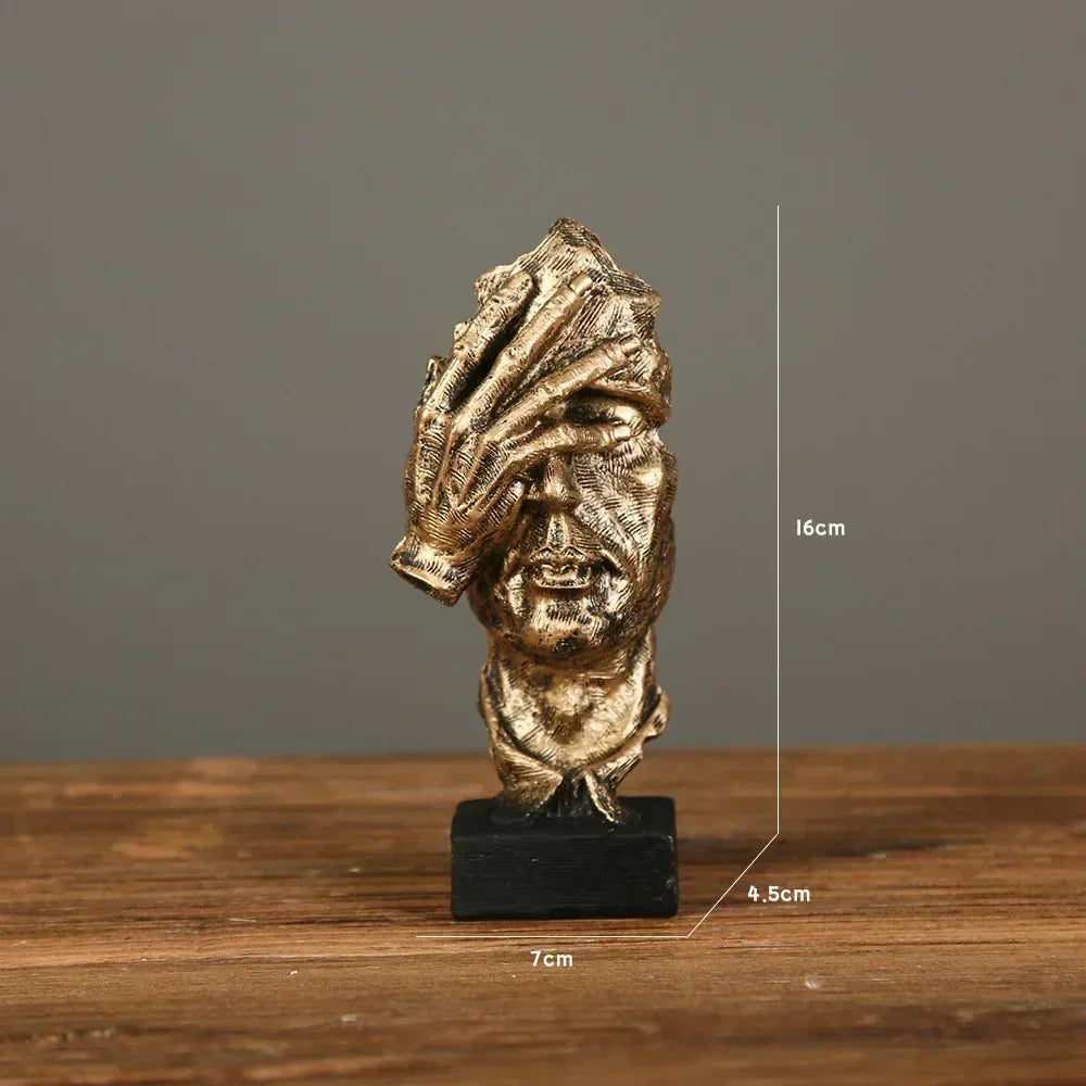 Abstract Resin Face Sculpture – “Silence is Golden”