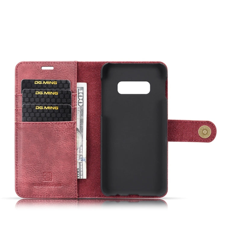 DG.MING Crazy Horse Texture Flip Detachable Magnetic Leather Case for Samsung Galaxy S10 E, with Holder & Card Slots & Wallet(Red)