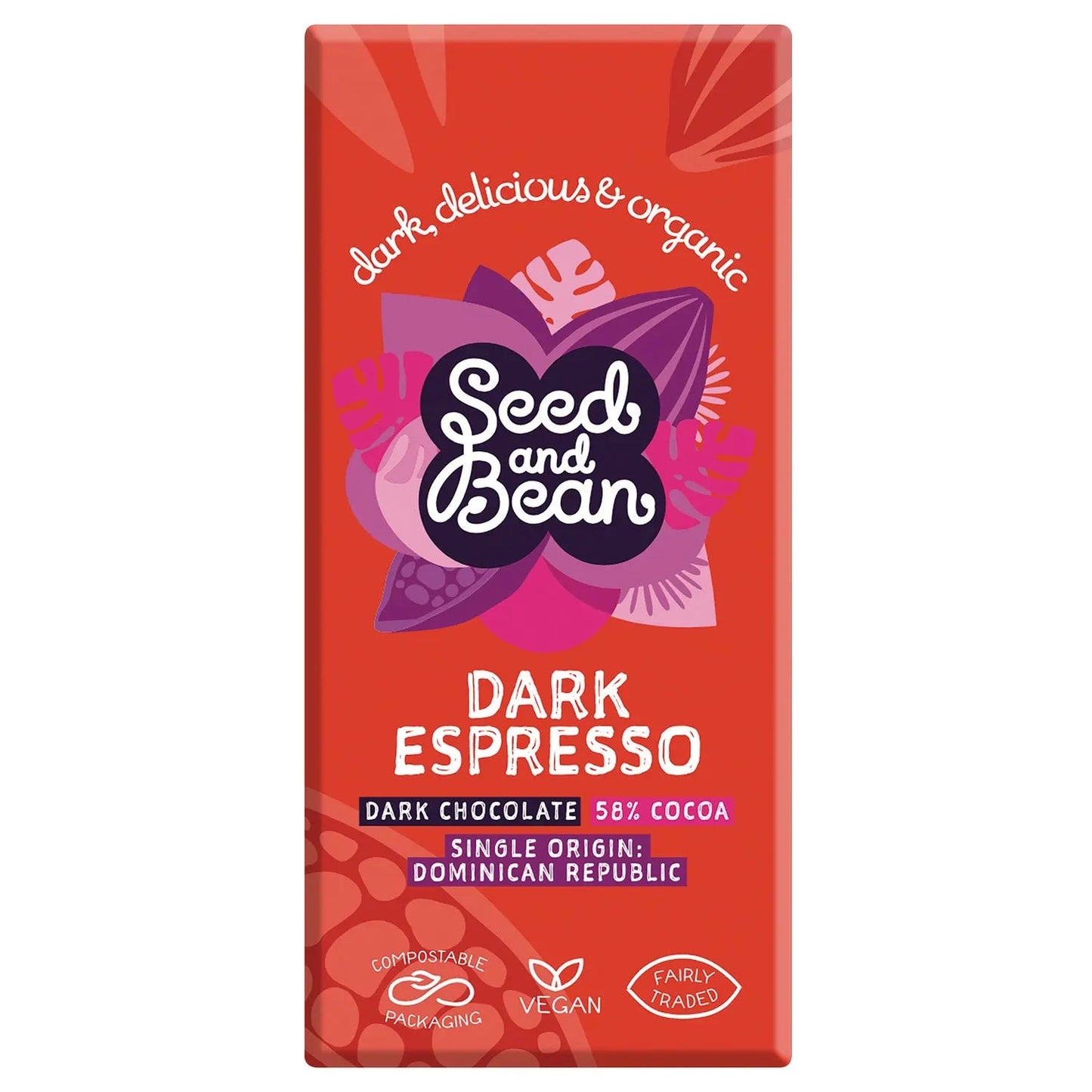 Organic & Fair Trade 58% dark chocolate bar with espresso coffee