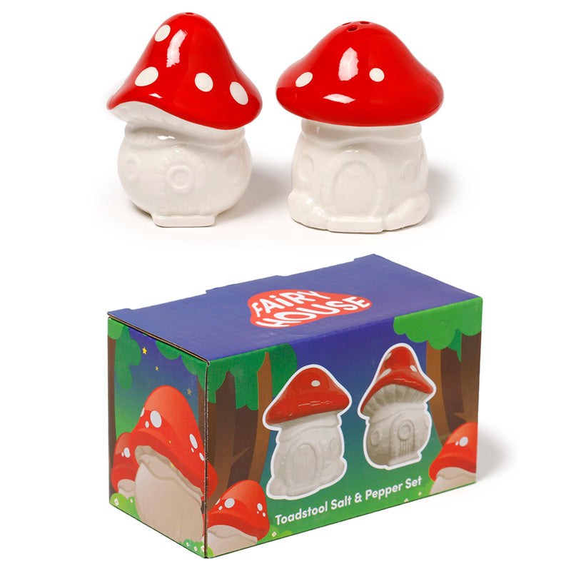 Fairy Toadstool House Ceramic Salt & Pepper Set
