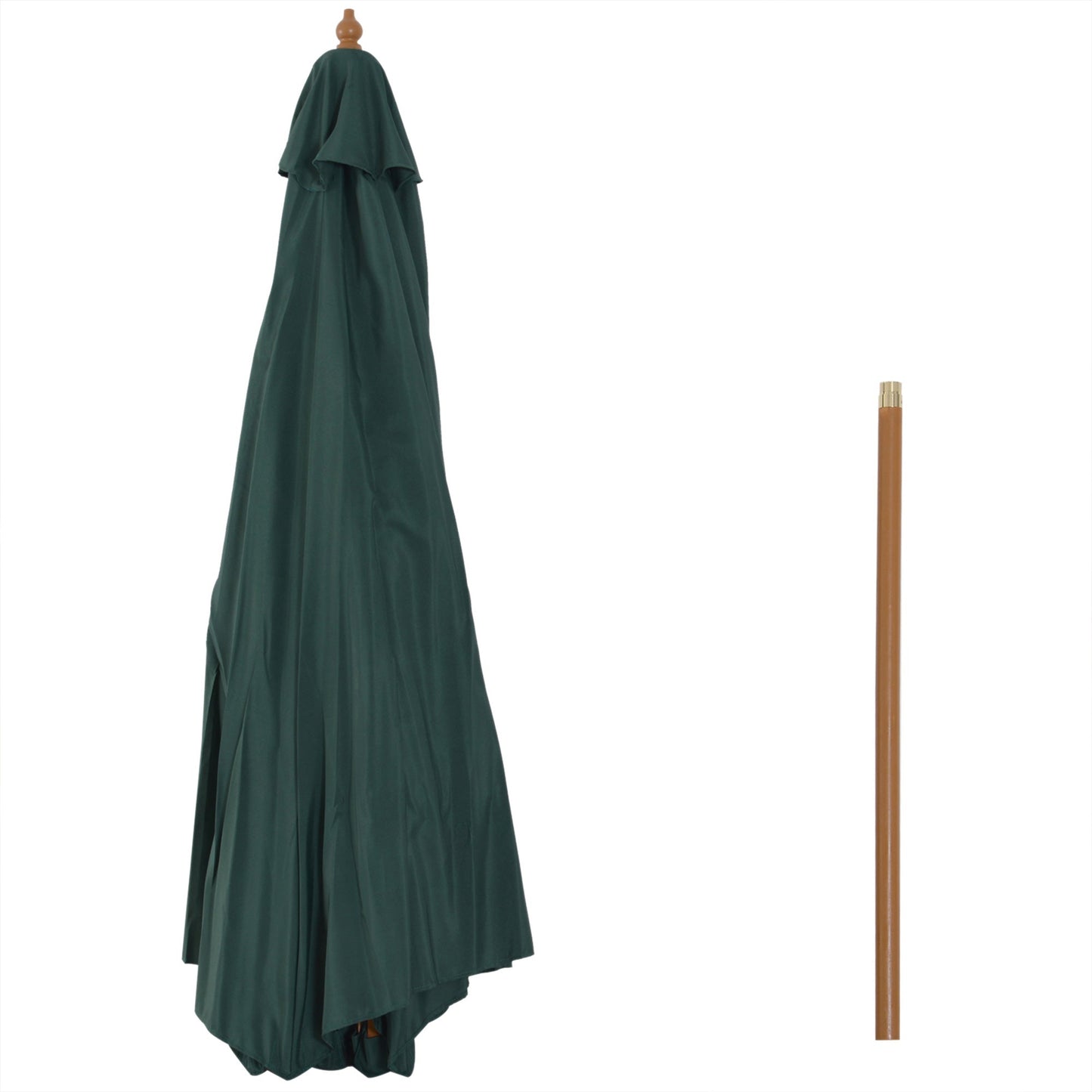 Outsunny Wooden Garden Parasol with Rope Pulley Mechanism and 8 Ribs Dark Green