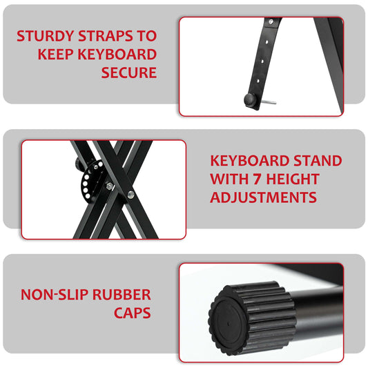 Double Tubes X Frame Keyboard Stand