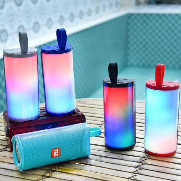 T&G TG169 LED Portable Bluetooth Speaker Outdoor Waterproof Subwoofer 3D Stereo Mini wireless Loudspeaker Support AUX FM TF card(Gray)