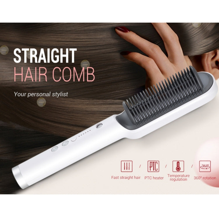 K-SKIN KD380 Hair Straightener Electric Straight Hair Curler Comb Brush PTC Heating Ceramic Straight Hair Brush, EU Plug(Black)