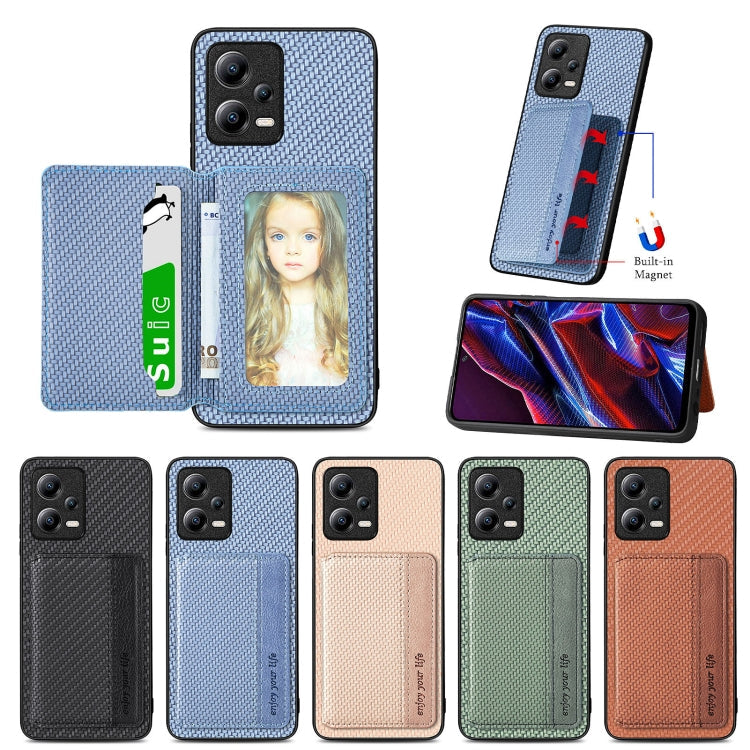 Carbon Fiber Magnetic Card Bag Phone Case, For Xiaomi Poco X5, For Xiaomi Redmi Note 10 5G, For Xiaomi Redmi Note 12 5G Global