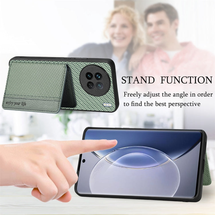 Carbon Fiber Magnetic Card Bag Phone Case, For vivo Y29 4G, For vivo S18, For vivo X90 Pro, For vivo X90