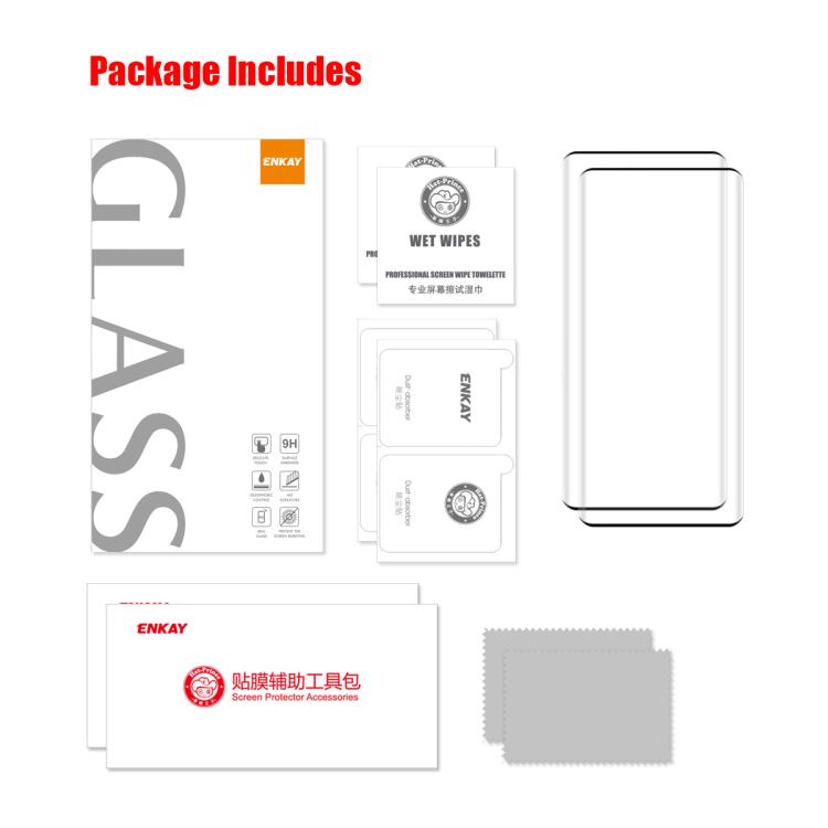 For Honor 400 Pro Global 2pcs ENKAY Hat-Prince Hot Bending Full Coverage Side Glue Tempered Glass Film