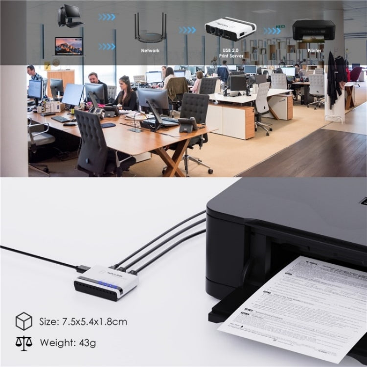 WAVLINK NU516U1 USB2.0 Wireless Printer Server With 10 / 100Mbps LAN / Bridge WiFi(US Plug)