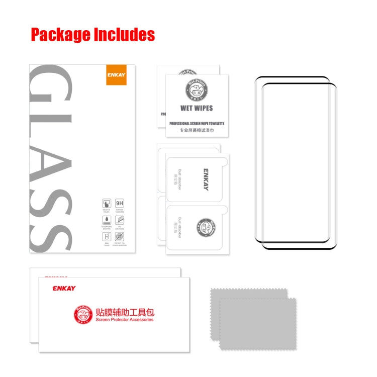 For Xiaomi 14 Pro 2pcs ENKAY Hat-Prince Heat Bending Full Side Glue Tempered Glass Film