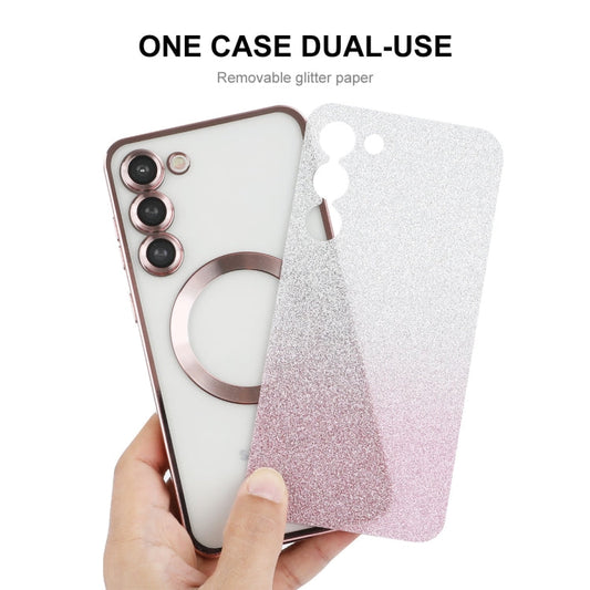 For Samsung Galaxy S25+ 5G ENKAY Hat-Prince Magnetic Glitter Plated TPU Phone Case with Lens Film(Silver)