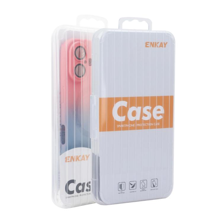 For iPhone 13 Pro Max ENKAY Hat-Prince MagSafe Rainbow Gradient Silicone Phone Case with Lens Film(Purple Blue)