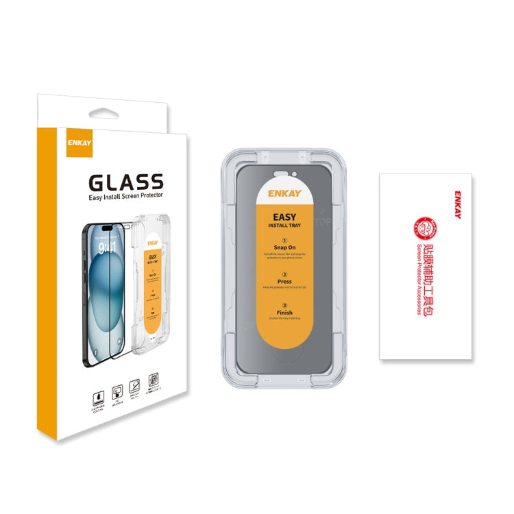 For iPhone 15 ENKAY Easy Install Anti-peeping Privacy Full Screen Tempered Glass Film