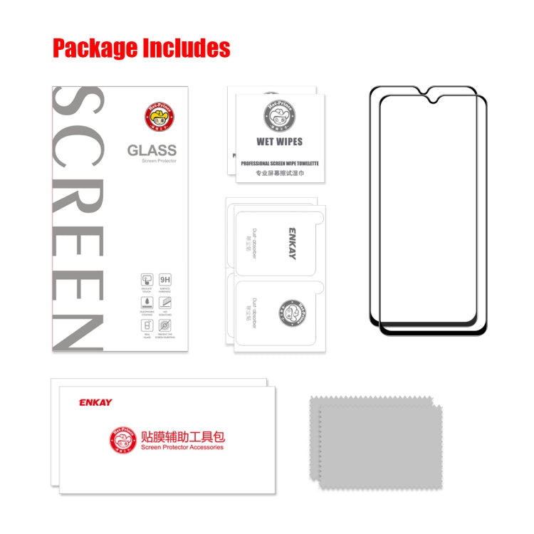 For Nokia C21 2pcs ENKAY Full Glue High Aluminum-silicon Tempered Glass Film