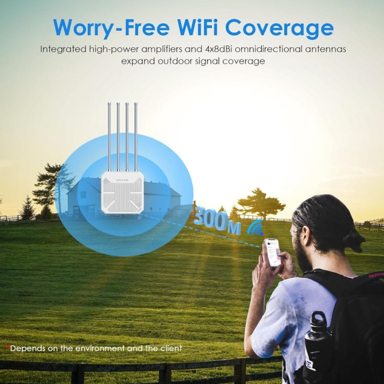 WAVLINK WN573HX3 AX3000 Waterproof Outdoor WiFi Wireless Outdoor Dual Band Router, Plug:UK Plug