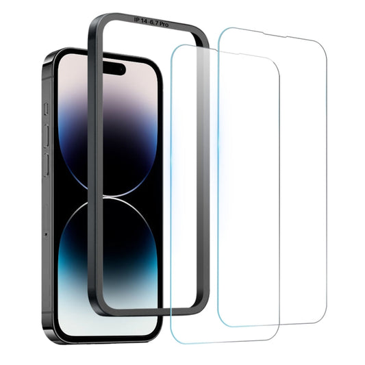 For iPhone 14 Pro Max NORTHJO 2pcs A++ Screen Protector Tempered Glass Film with Installation Frame