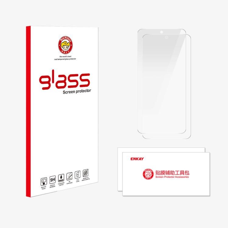 For Motorola Moto G Play 2025 2pcs ENKAY 9H Big Arc Edge High Aluminum-silicon Tempered Glass Film