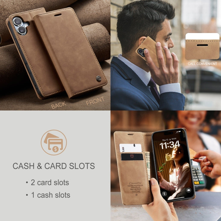For iPhone 16 CaseMe 013 Multifunctional Horizontal Flip Leather Phone Case(Brown)
