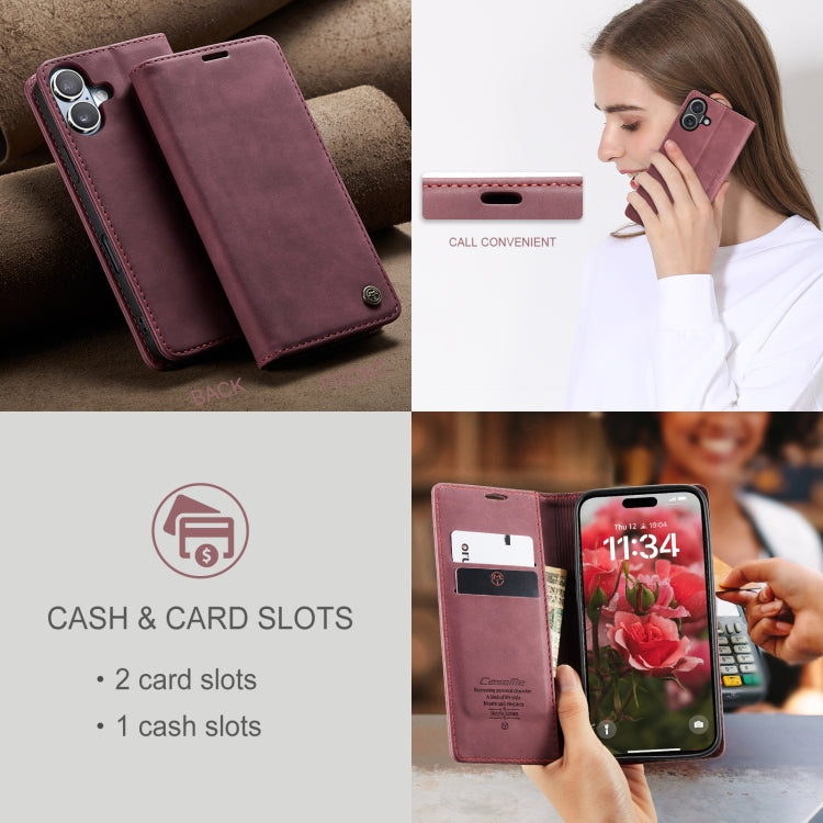 For iPhone 16 CaseMe 013 Multifunctional Horizontal Flip Leather Phone Case(Red)