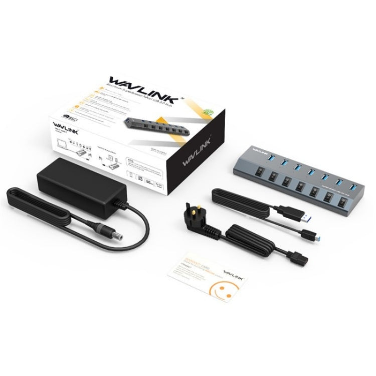 WAVLINK UH3076 5Gbps 7-port USB 3.0 Hub with Independent Switch and LED Indicator(EU Plug)