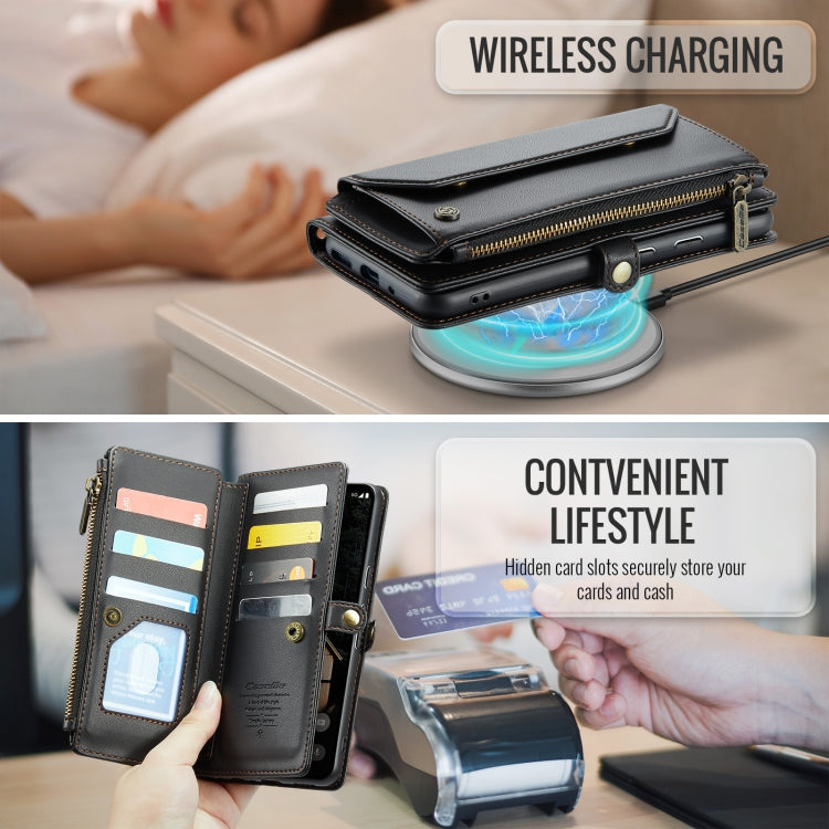 For Google Pixel 9 Pro XL / 10 Pro XL CaseMe C36 Card Slots Zipper Wallet RFID Anti-theft Leather Phone Case(Black)