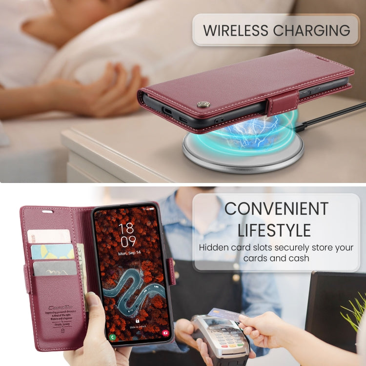 For Samsung Galaxy S24 FE 5G CaseMe 023 Butterfly Buckle Litchi Texture RFID Anti-theft Leather Phone Case(Red)