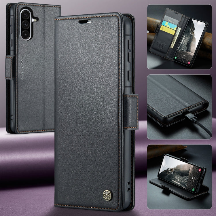 For Samsung Galaxy A36 CaseMe 023 Butterfly Buckle Litchi Texture RFID Anti-theft Leather Phone Case(Black)
