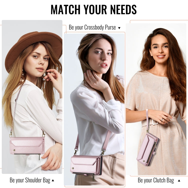 For Samsung Galaxy S24 FE 5G CaseMe C36 Card Slots Zipper Wallet RFID Anti-theft Leather Phone Case(Pink)