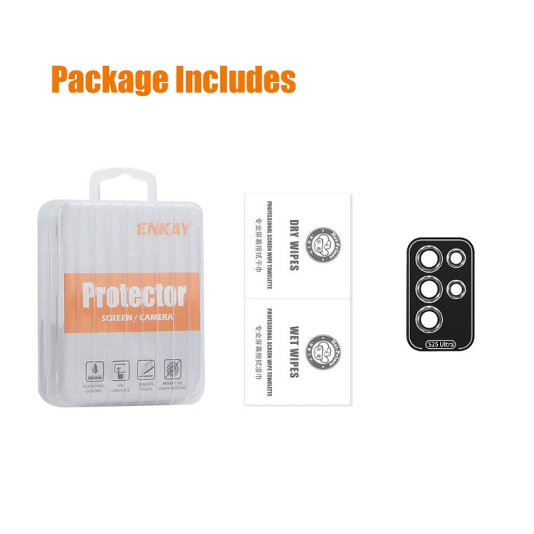 For Samsung Galaxy S25 Ultra 5G ENKAY Hat-Prince 9H Rear Camera Lens Aluminium Alloy Tempered Glass Film(Black)