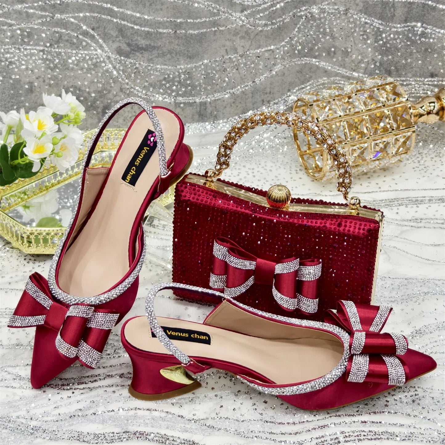 Women's Low Heels Shoes and Bags Italian Set