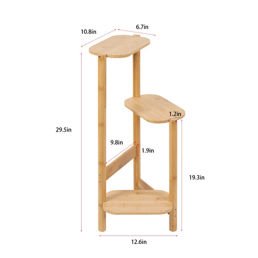 3 Tier Bamboo Corner Plant Stand - Indoor Flower Pot Shelf Display Holder for Home Garden