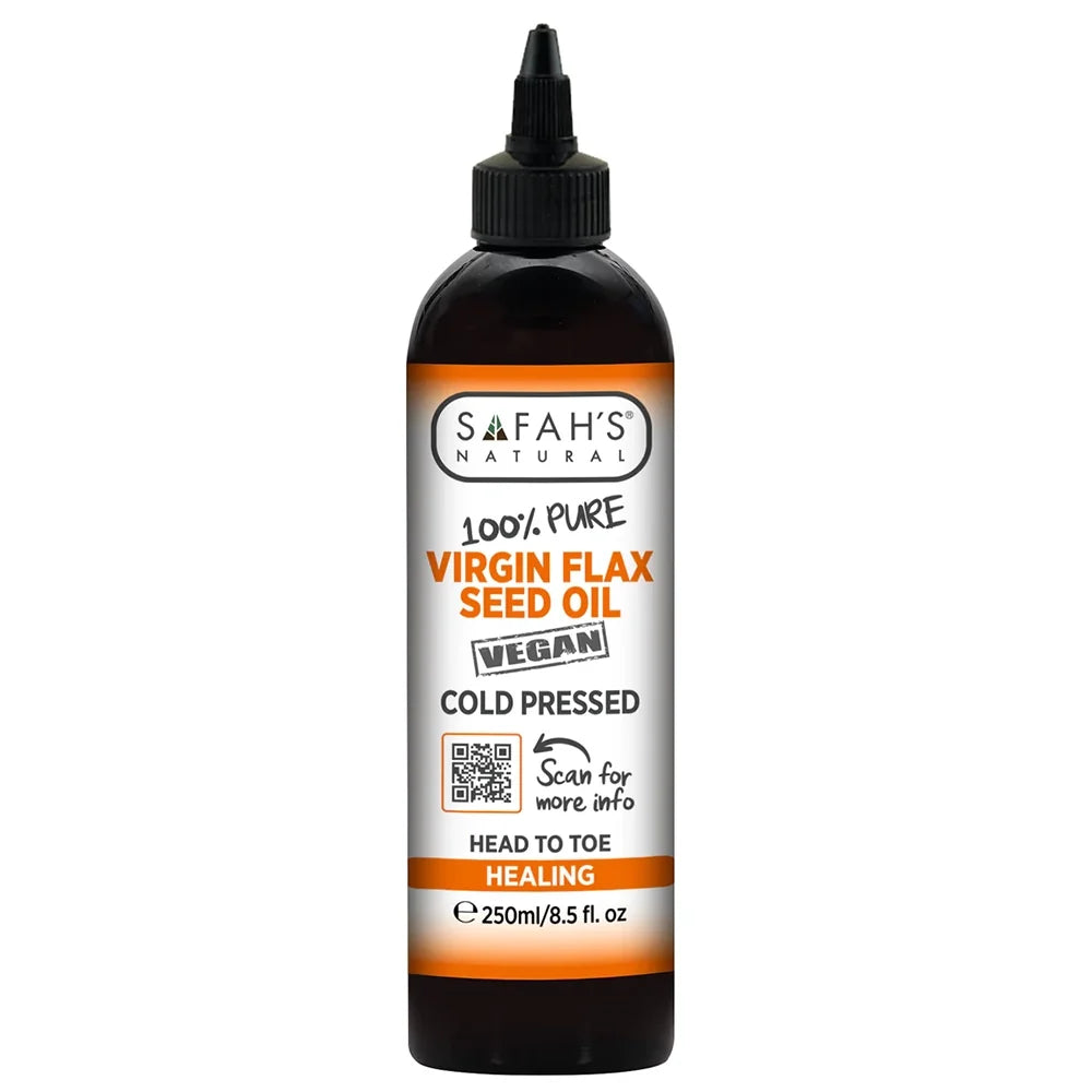 Safah’s Natural Virgin Flax Seed Oil Strengthens & Adds Shine for Healthy Hair 8.5 oz