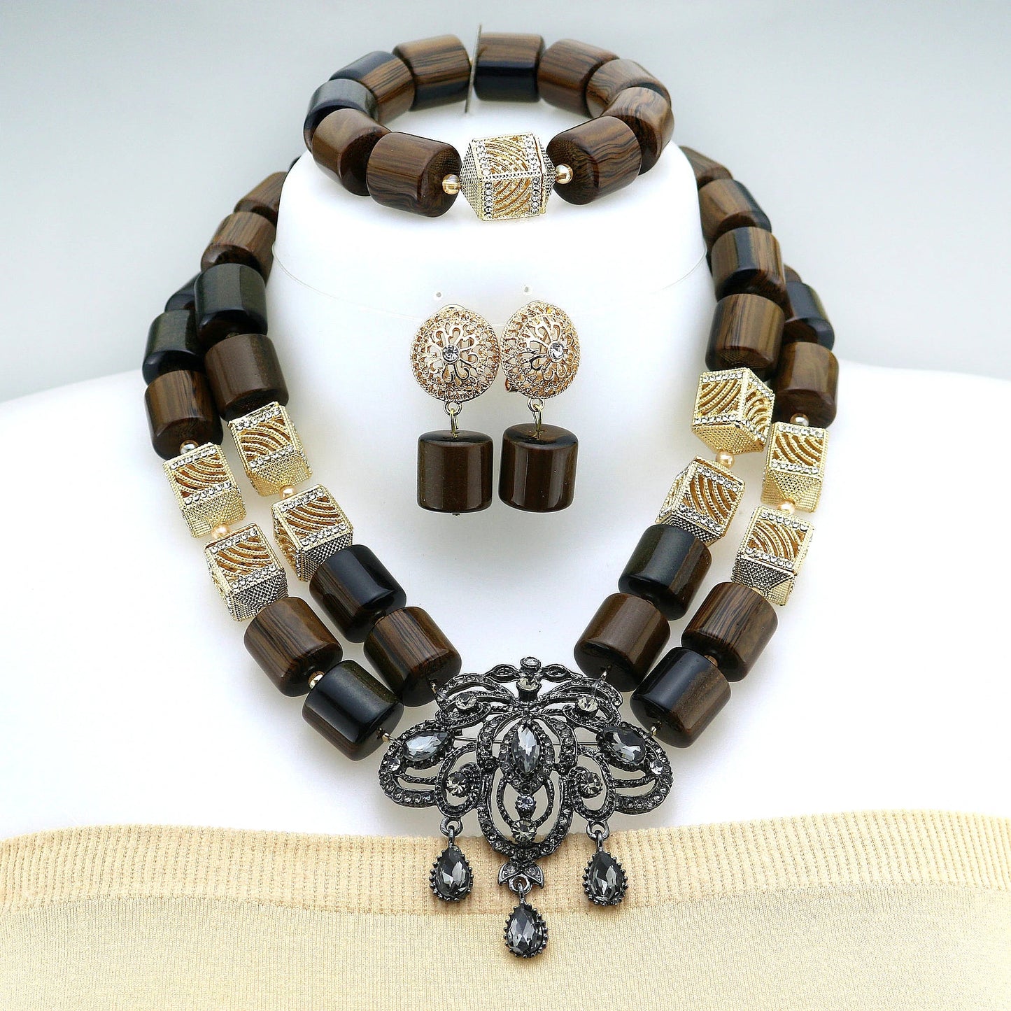 2024 Latest Resin Jewelry Sets Luxury French African Nigerian Wedding Bridal Party Beads 2024 Resin Jewelry sets