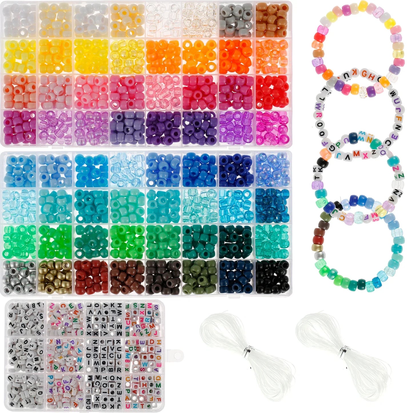 1960Pcs Colorful Beads Bracelet Making Kit Beads Crafts Set DIY Flower Clay Beads Crafts Kit Bracelet Beads Birthday Girls Gift