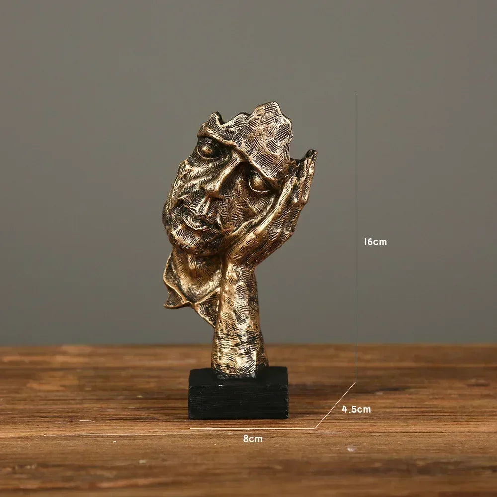 Abstract Resin Face Sculpture – “Silence is Golden”