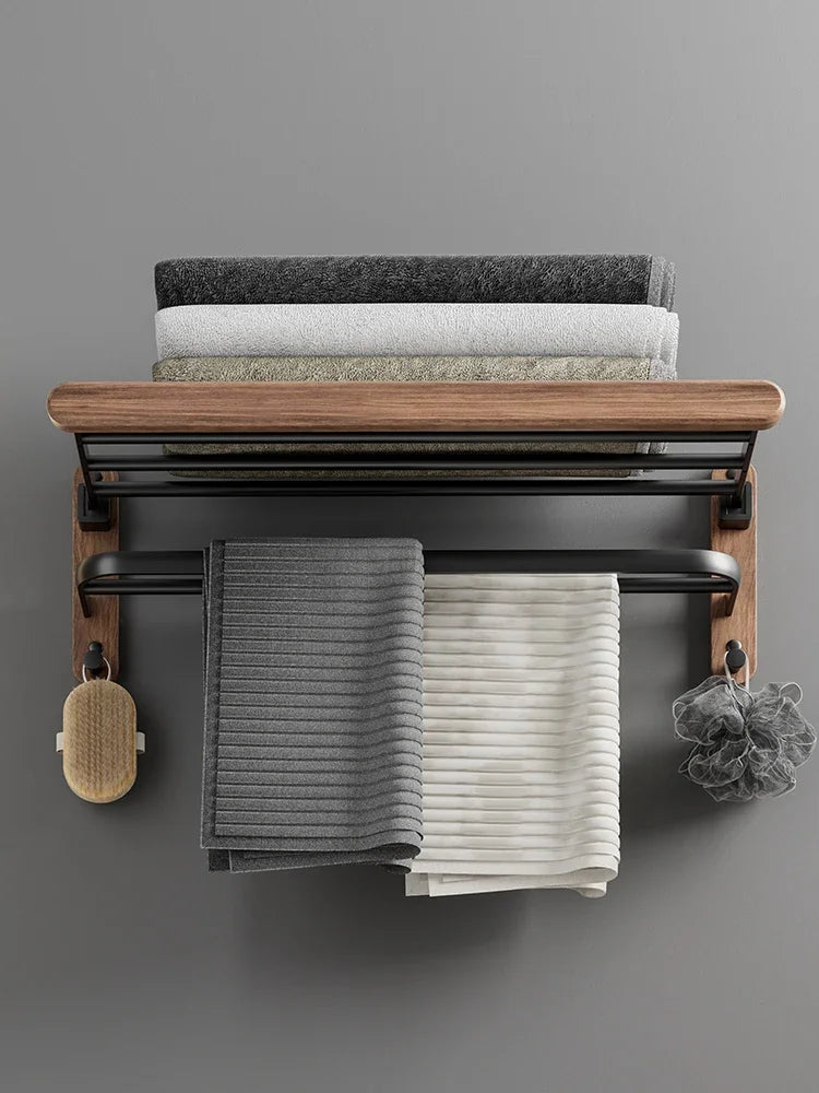 Modern Wooden Bathroom Wall Storage Rack
