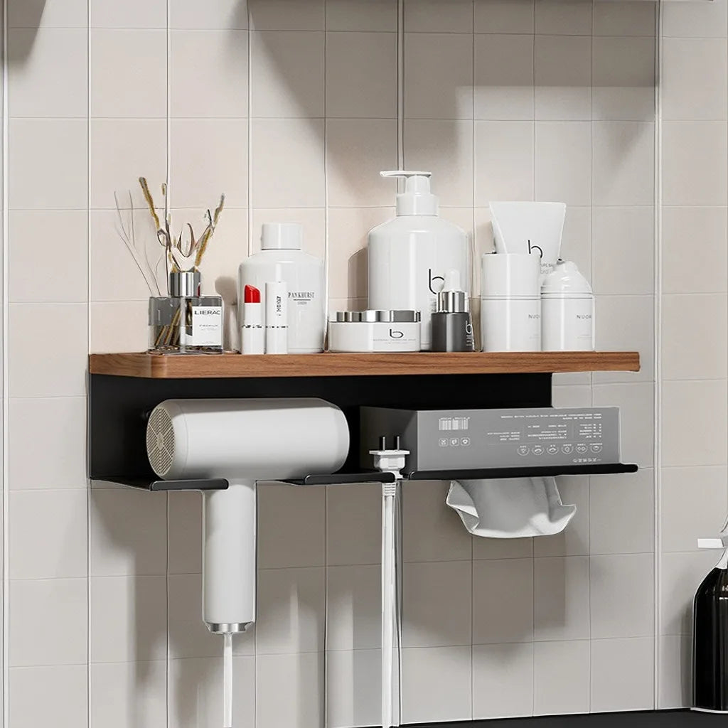 Modern Wooden Bathroom Wall Storage Rack