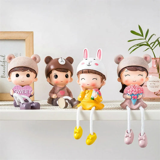 Nordic Cute Resin Hanging Dolls – Sitting Figurine Ornaments