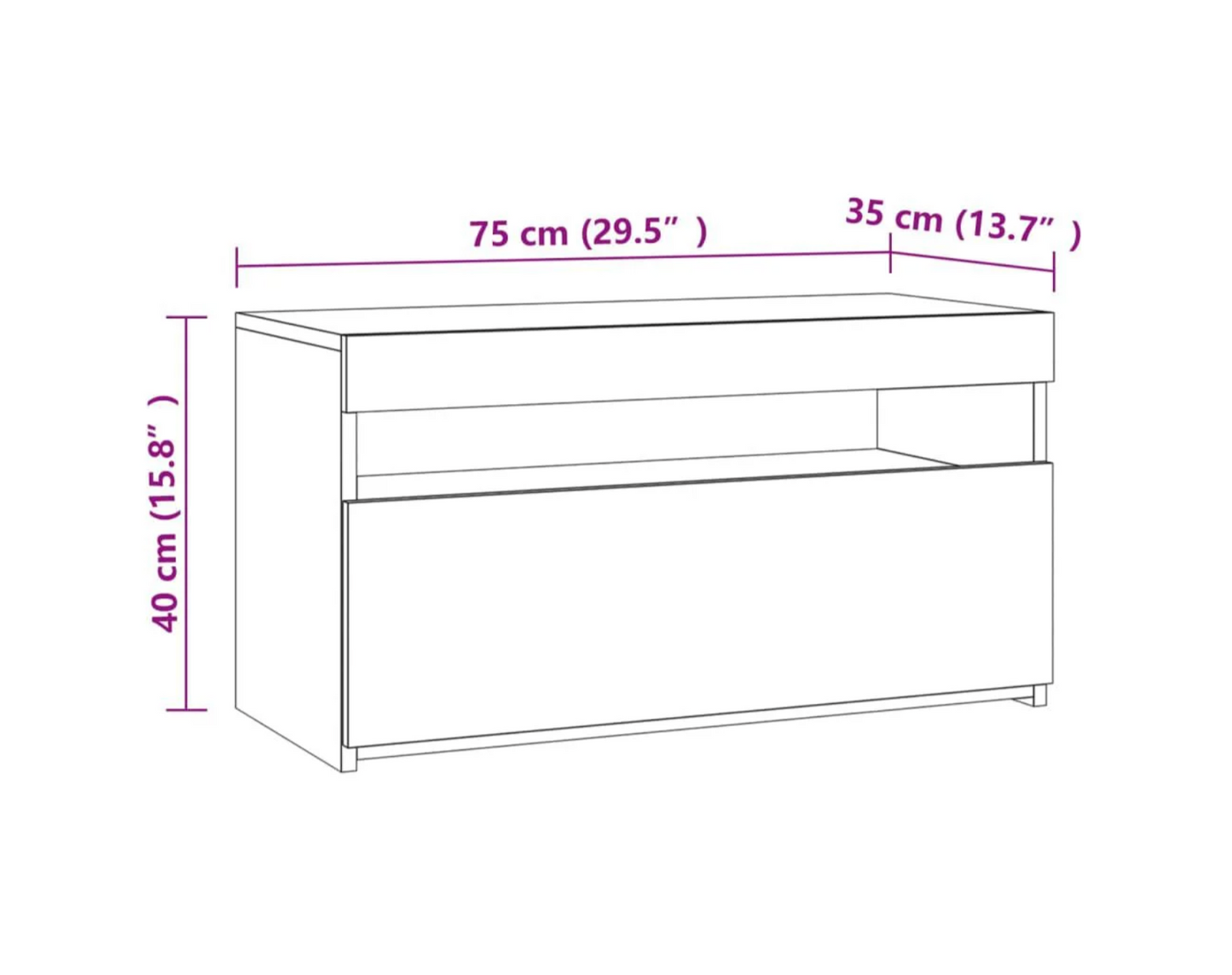 TV Cabinet with LED Lights White 75x35x40 cm