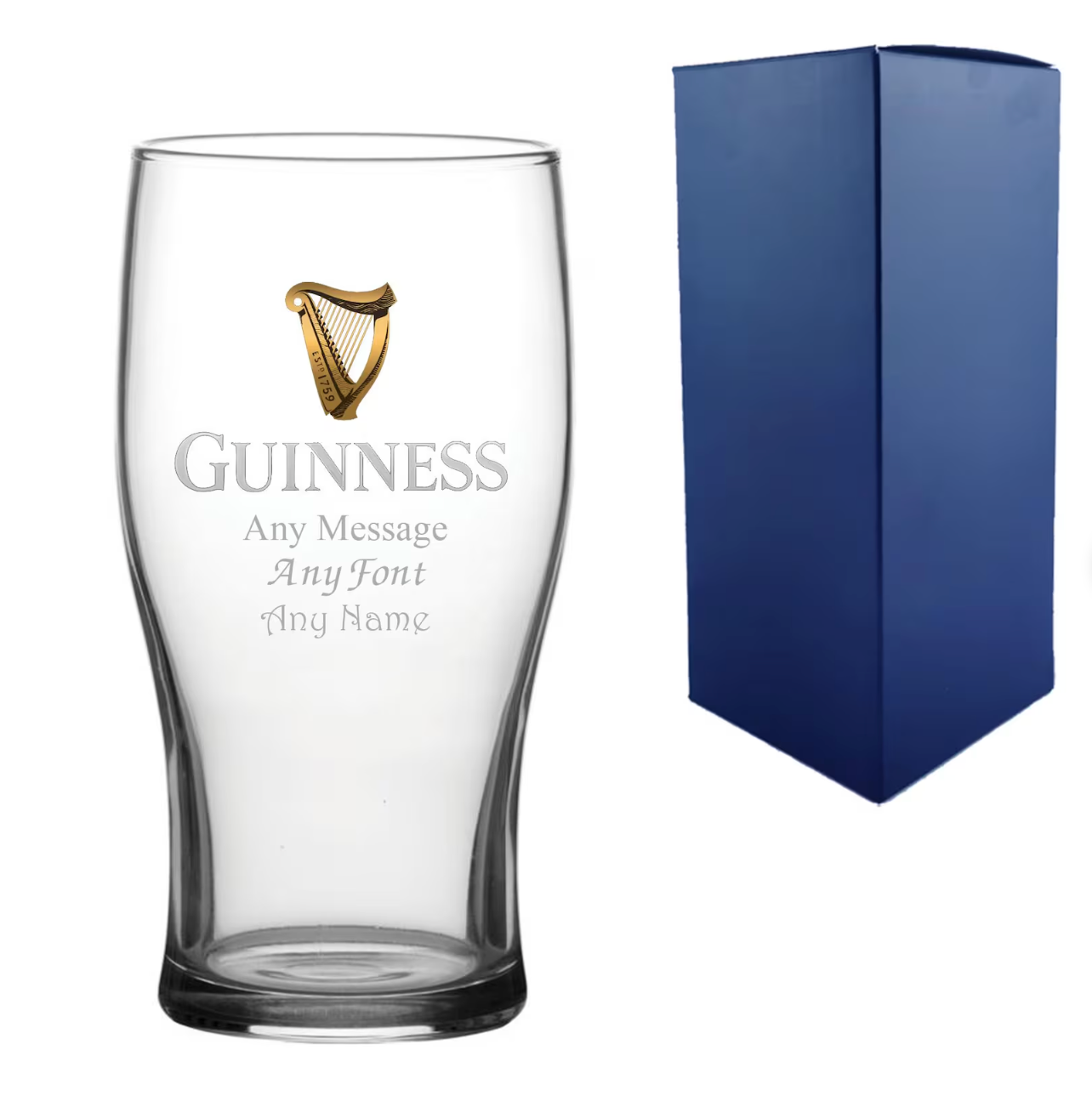 Personalised Engraved Official Guinness Glass, Gift Boxed, Personalise with Any Message for Any Occasion