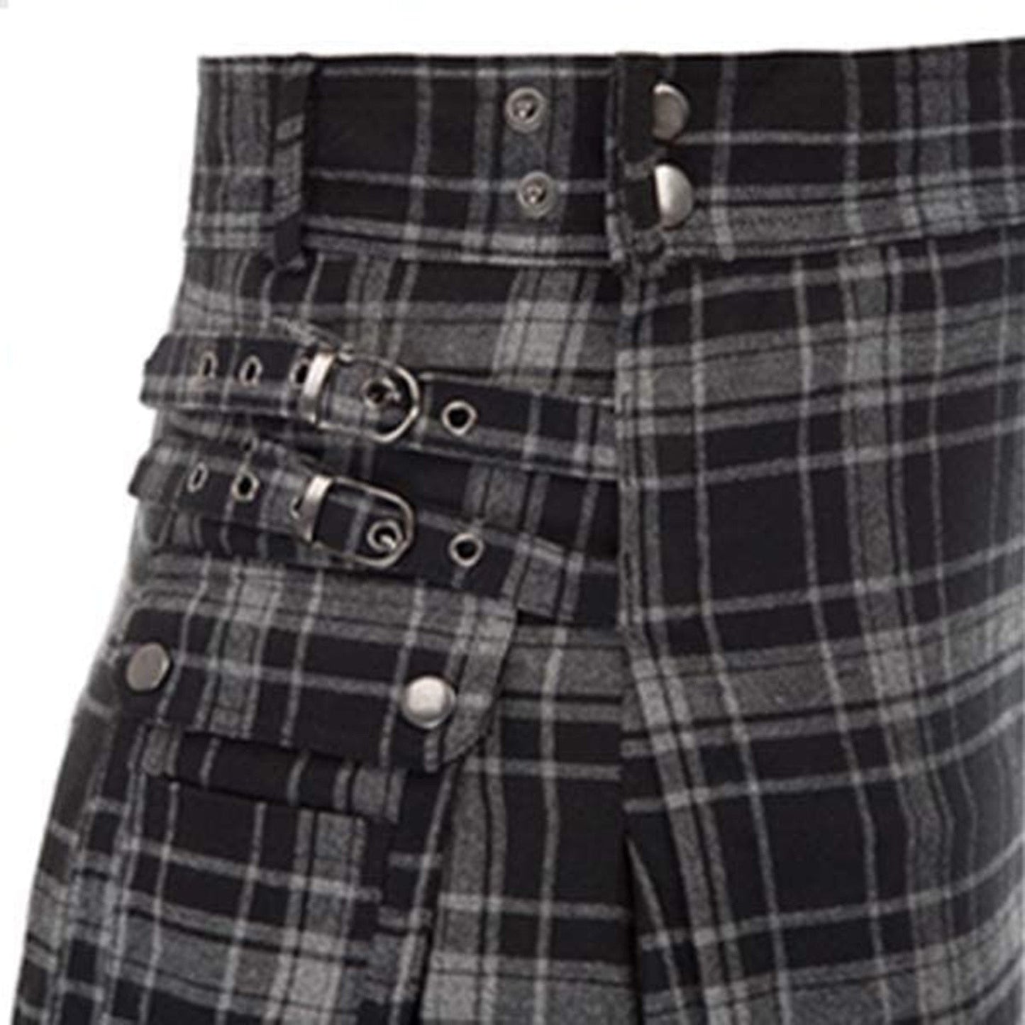 Men Fashion Pleated Scottish Tartan Kilt Pocket s