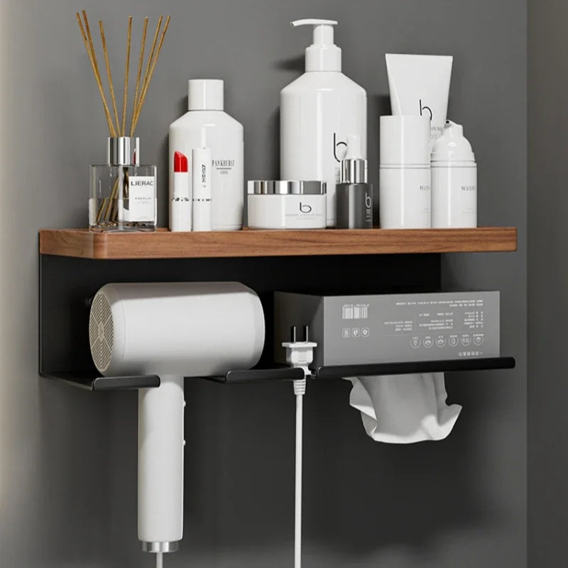 Modern Wooden Bathroom Wall Storage Rack