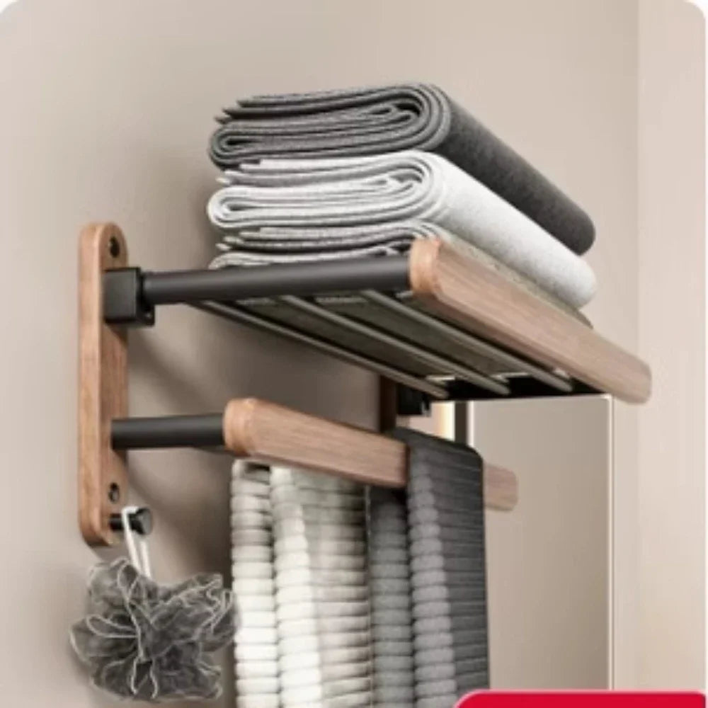 Modern Wooden Bathroom Wall Storage Rack