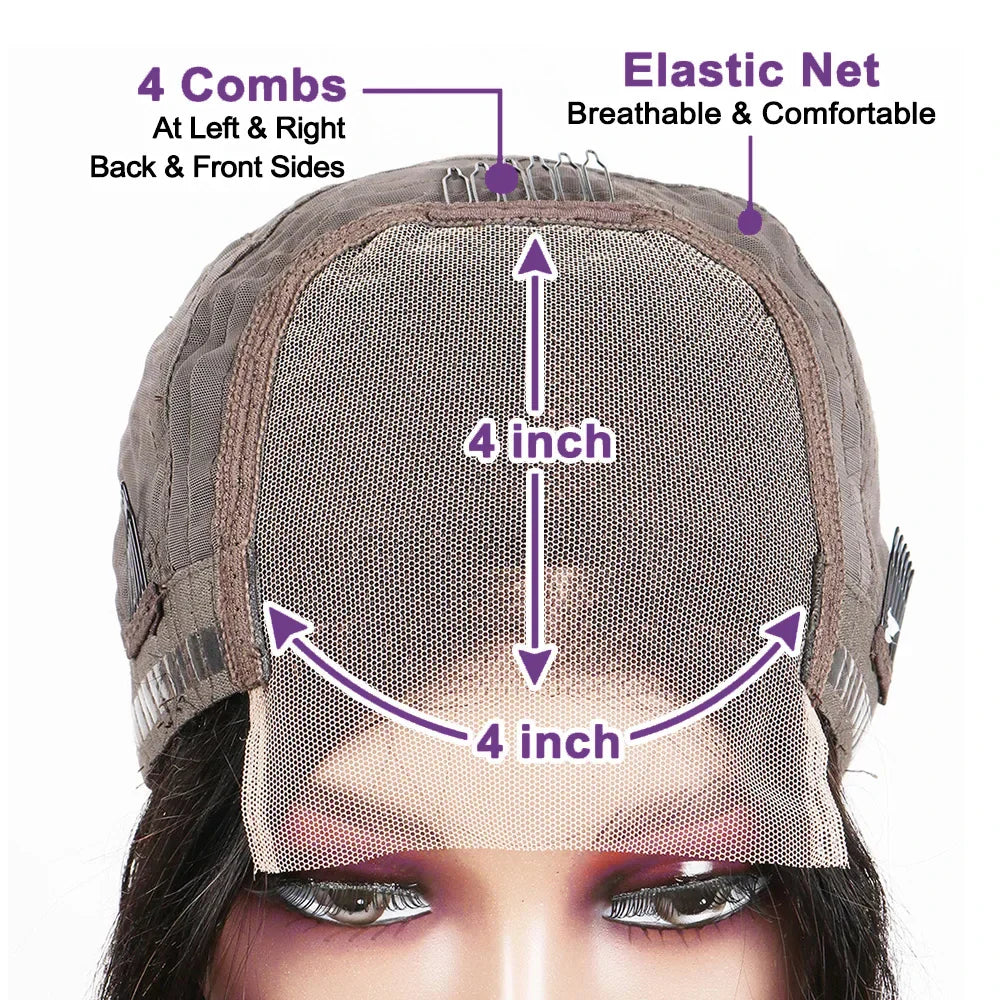 Straight Short Bob Wigs 13x4 Human Hair Lace Frontal Wigs 200% Remy Pre Plucked Transparent Lace 4x4 Short Bob Wigs For Women