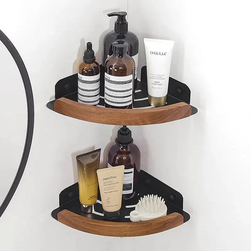 Modern Wooden Bathroom Wall Storage Rack